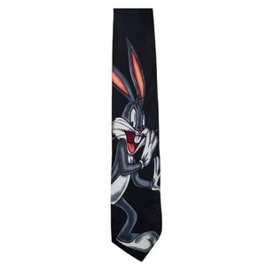 Looney Tunes Mania Warner Bros. Vintage 1995 Bugs Bunny Tie Charcoal Black